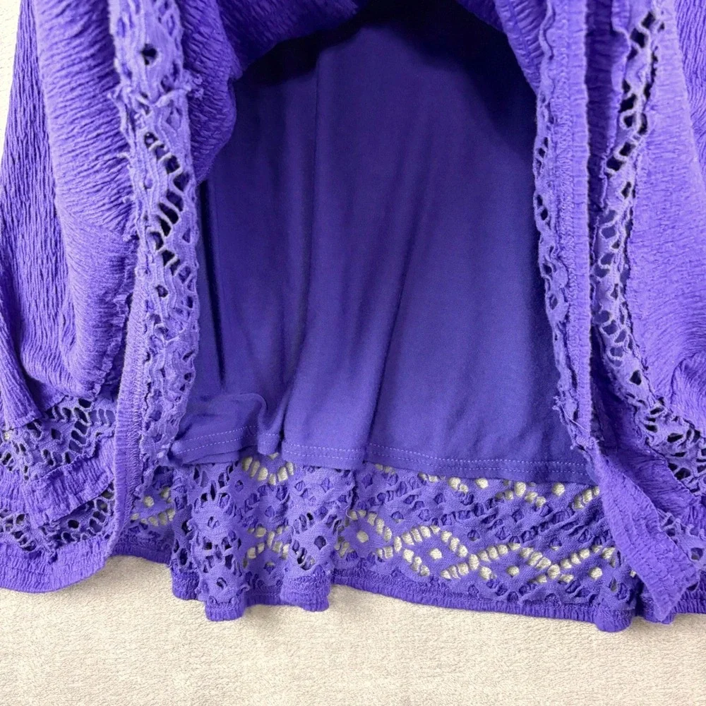 Free People M Purple Mini Dress Crochet Lace Cutout Boho Festival Cottage‎